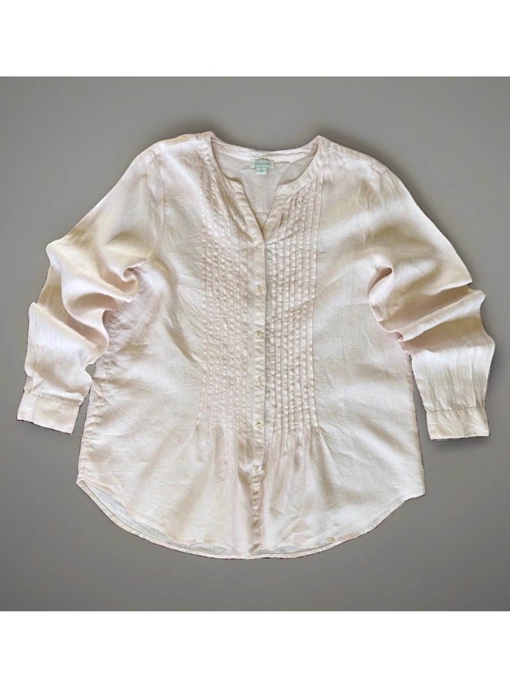 Sundance Warm Breeze Pintuck Pleated Tunic Top Peachy Pink Linen Size Large